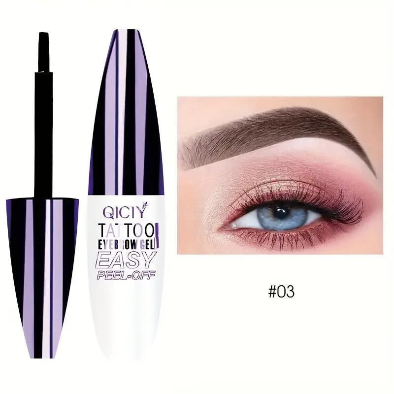 Easy Peel-Off Eyebrow Gel-Waterproof &Sweatproof, Long-Lasting Black or Brown Tattootint, Film Forming, Medium Coverage for All Skintypes