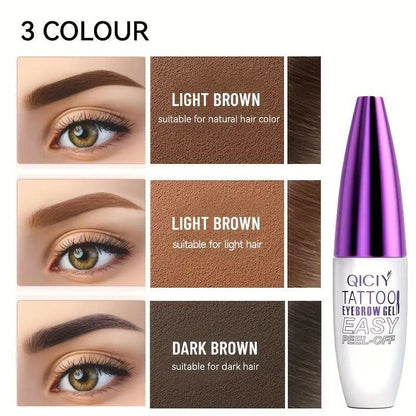 Easy Peel-Off Eyebrow Gel-Waterproof &Sweatproof, Long-Lasting Black or Brown Tattootint, Film Forming, Medium Coverage for All Skintypes