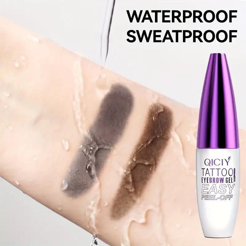 Easy Peel-Off Eyebrow Gel-Waterproof &Sweatproof, Long-Lasting Black or Brown Tattootint, Film Forming, Medium Coverage for All Skintypes