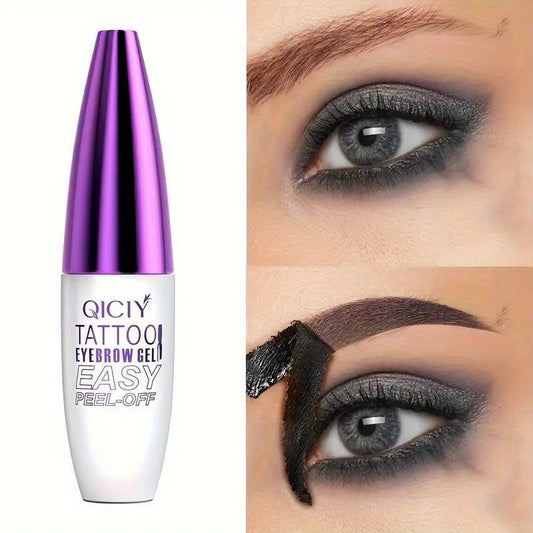 Easy Peel-Off Eyebrow Gel-Waterproof &Sweatproof, Long-Lasting Black or Brown Tattootint, Film Forming, Medium Coverage for All Skintypes