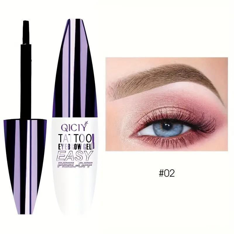 Easy Peel-Off Eyebrow Gel-Waterproof &Sweatproof, Long-Lasting Black or Brown Tattootint, Film Forming, Medium Coverage for All Skintypes